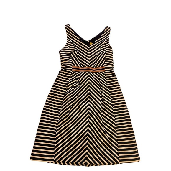 Maeve Anthropologie Chevron Mitered Dress Blue V-Neck Sz 2 Sleeveless - Picture 3 of 11